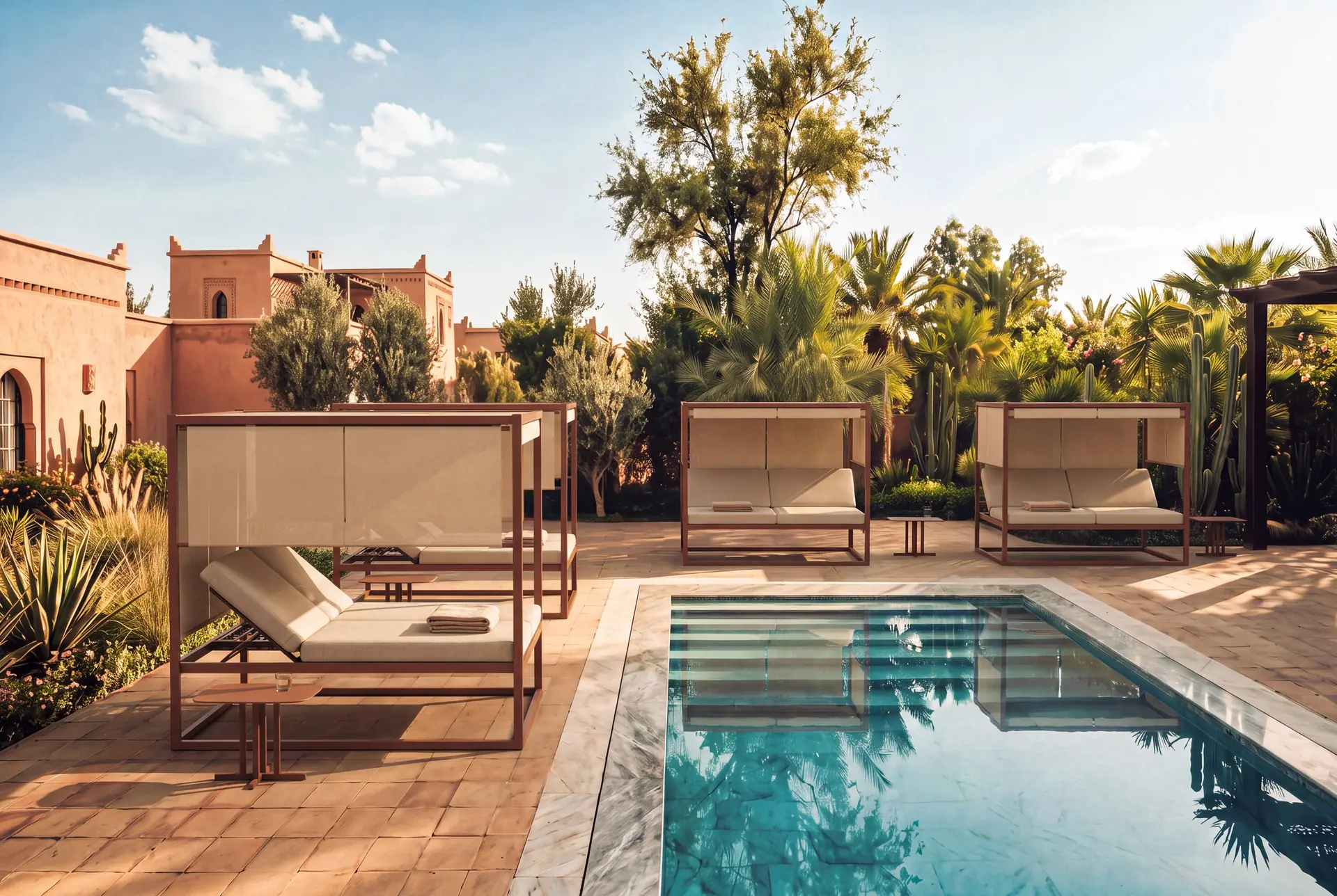 Daybeds Eloa junto a una piscina — Skyline Design